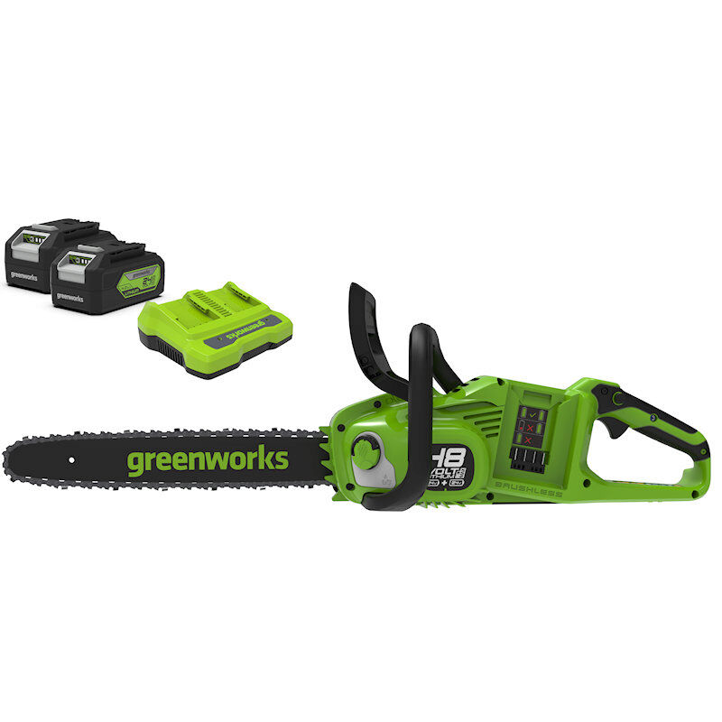 Greenworks GD24X2CS36K4X Cordless Chainsaw  48V (2 x 24V 4Ah) / 36cm Batteries and Charger 