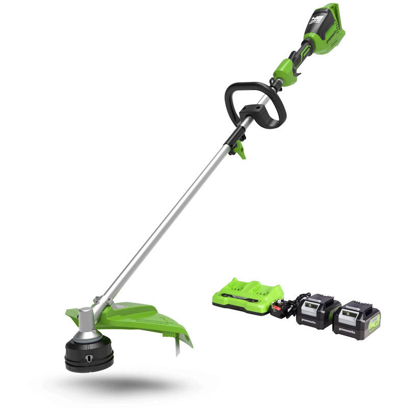 Greenworks GD24X2TXK4 Split Shaft Grass Trimmer Multi-Tool Kit 48v / 2 x 24v 4Ah Batteries and Charger