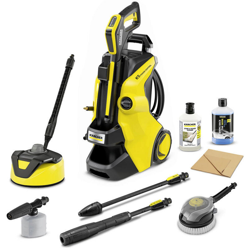 Karcher K5 Electric Pressure Washer with Trolley & T5 Patio Cleaner 145bar / 500 l/hr