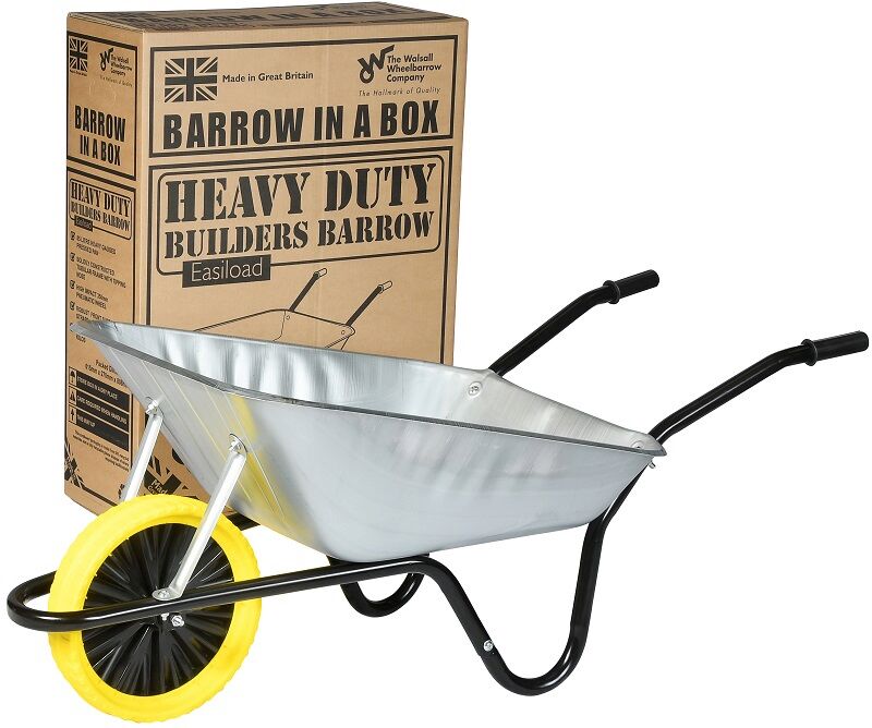 Walsall Wheelbarrow - Easiload Builders Barrow in a Box with Puncture-Proof Wheel