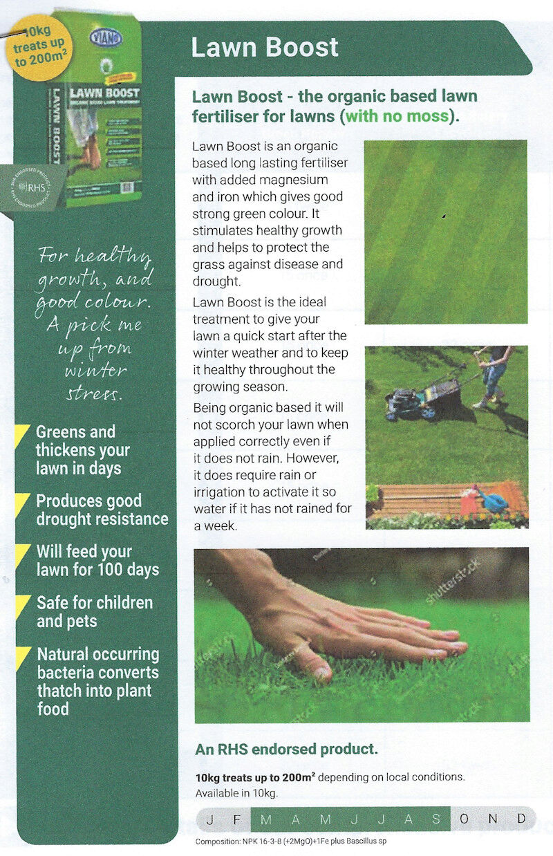 Viano Lawn Boost - Organic Lawn Fertiliser for lawns with NO Moss  10kg / 200m2 from Mower Magic