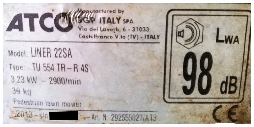 Atco Dataplate Example Atco Dataplate Example