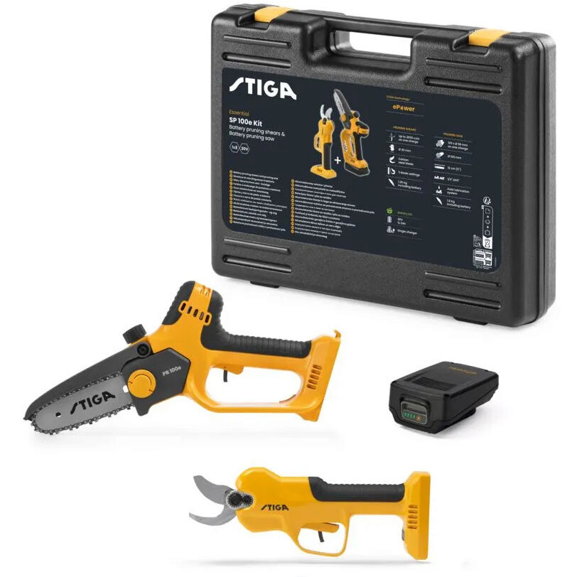 Stiga SP 100e Cordess Secateurs and Pruner Kit 20v