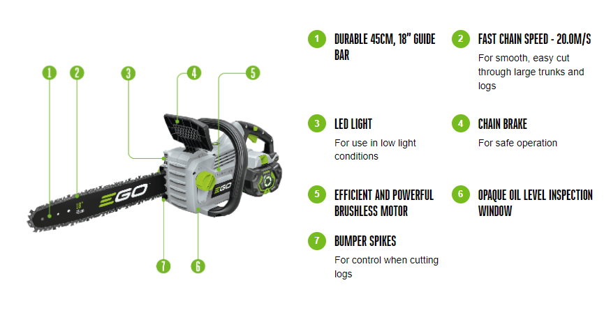 EGO CS1800E Cordless Chainsaw 45cm / 56v with Auto Chain Tensioning (Bare Tool) from Mower Magic