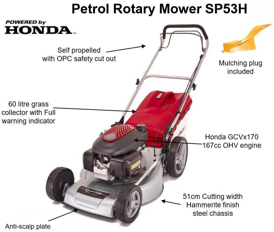 Mountfield Honda Self Propelled Petrol Mower SP53H 51cm / 167cc from Mower Magic Mountfield Honda Self Propelled Petrol Mower SP53H 51cm / 167cc from Mower Magic