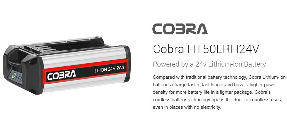 Cobra Cordless Long Reach Hedge Trimmer 24v 2-in-1 HT50LRH24V