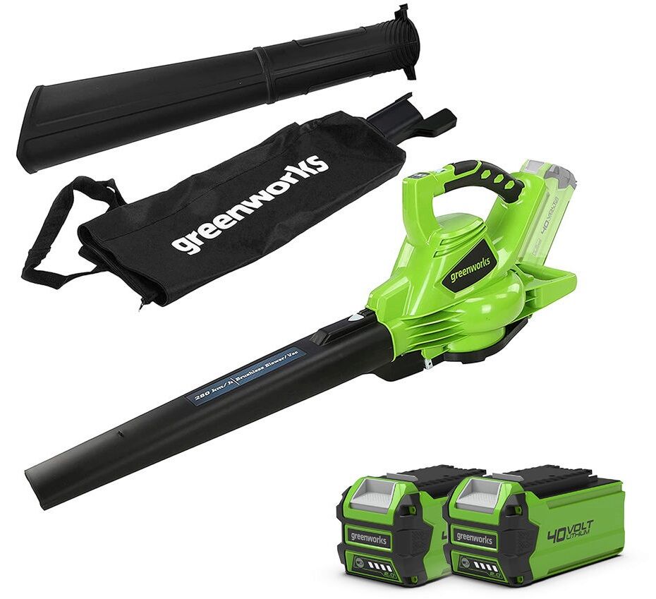 Greenworks GD40BVIIK2X 40v Cordless Leaf Blower Vac Kit (Inc 2 Batteries / charger)