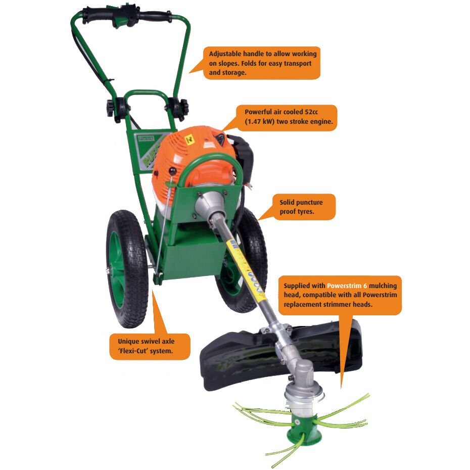 Portek Rufcut Wheeled Grass Trimmer 52cc - SUPERB VALUE