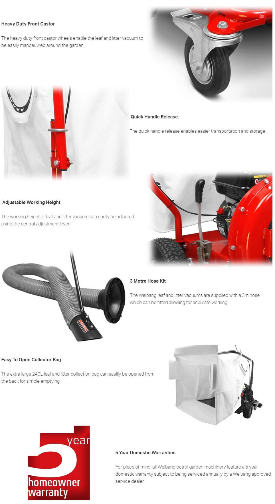 Weibang Intrepid LV800 Wheeled Leaf Vacuum - Loncin 80cm / 240 Litre from Mower Magic