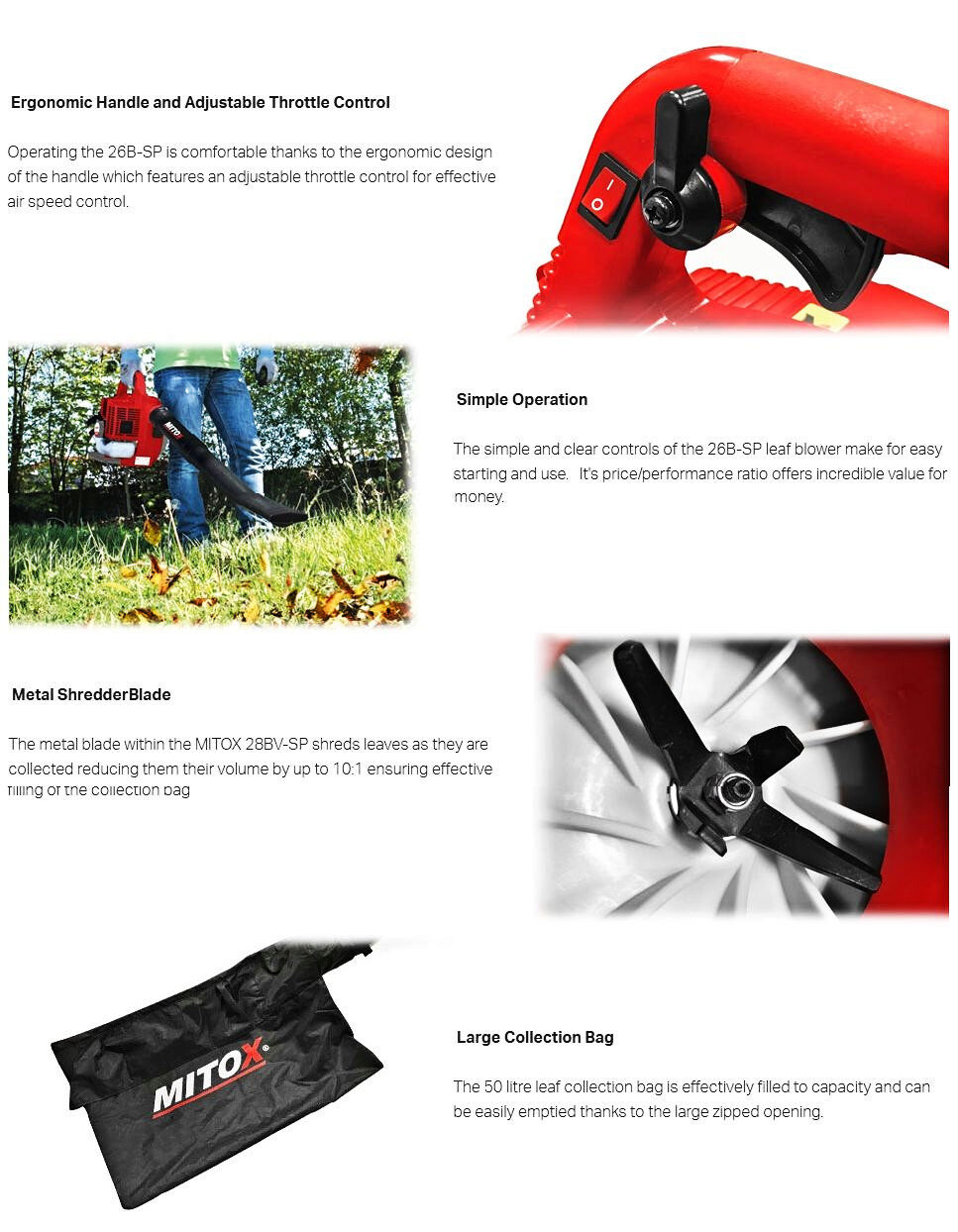 Mitox Petrol Leaf Blower Vacuum 28BV-SP Select 25.4cc from Mower Magic