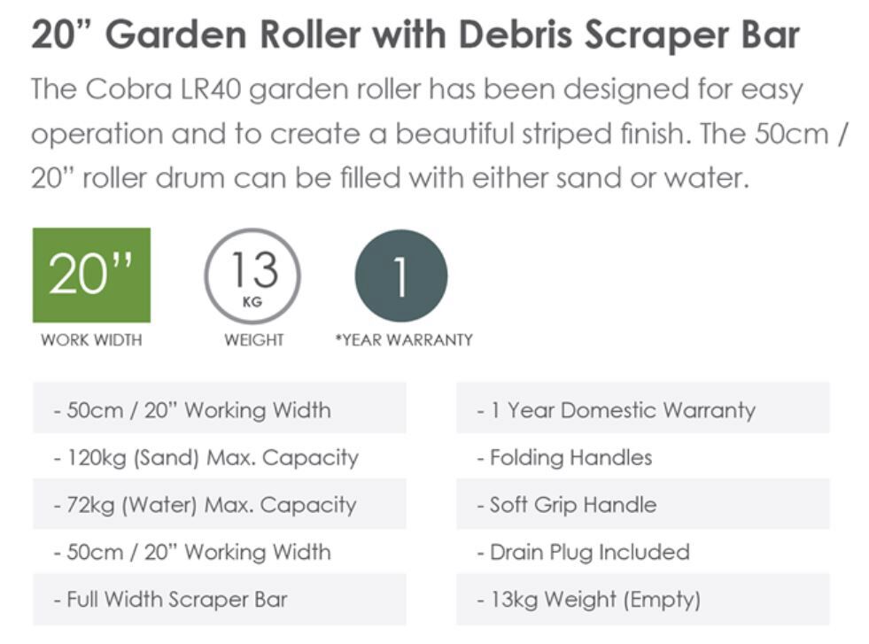 Cobra 50cm Garden Lawn Grass Roller from Mower Magic