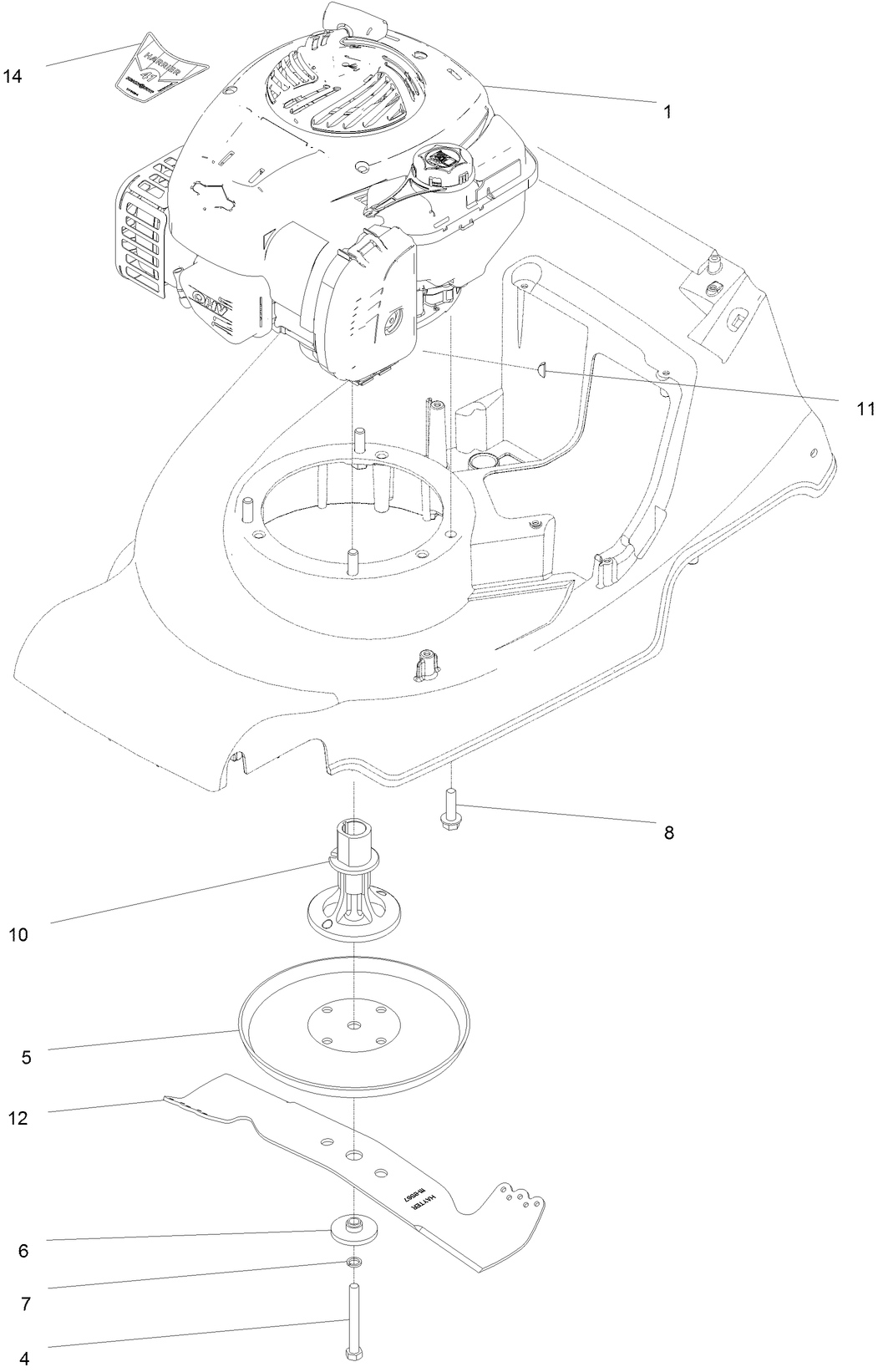 Hayter Harrier 41 Push 374A Engine & Blade