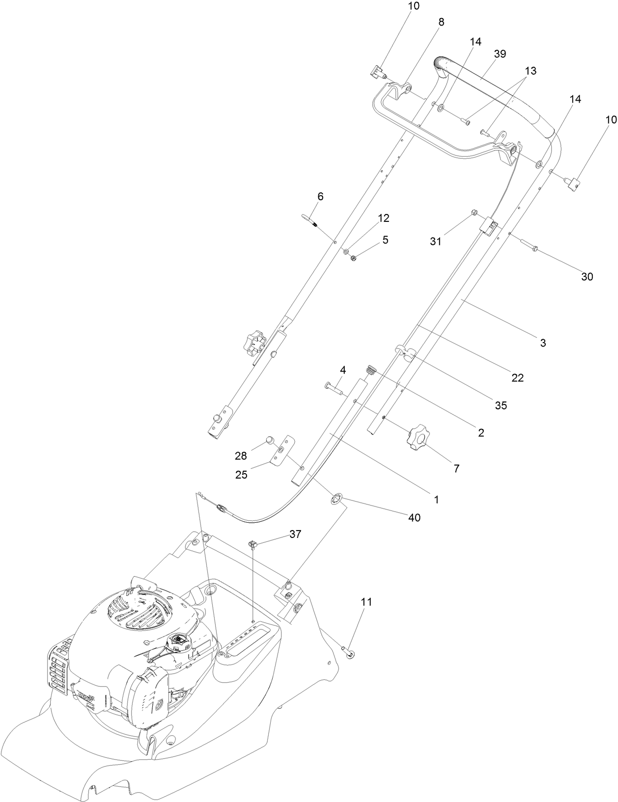 Hayter Harrier 41 Push 374A Handlebar & Controls