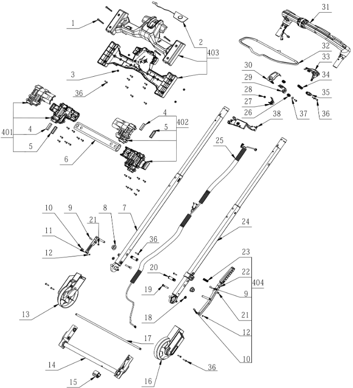 EGO LM2130E-SP Lawn Mower (Feb 2023) - Handle Assy