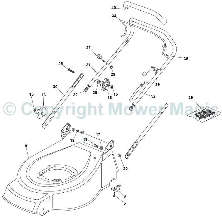 Handle Upper Part - Mountfield HP465R (2011) 294486038/UM8 Handle Upper Part - Mountfield HP465R (2011) 294486038/UM8