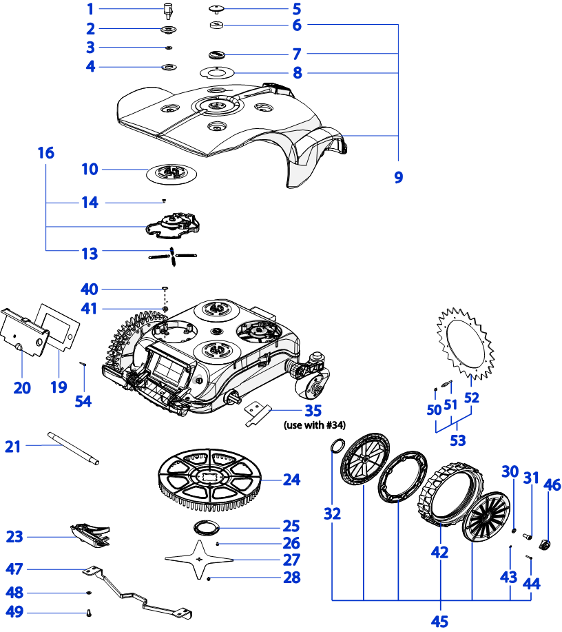 Ambrogio L250 - Wheels & Blade Assembly Ambrogio L250 - Wheels & Blade Assembly