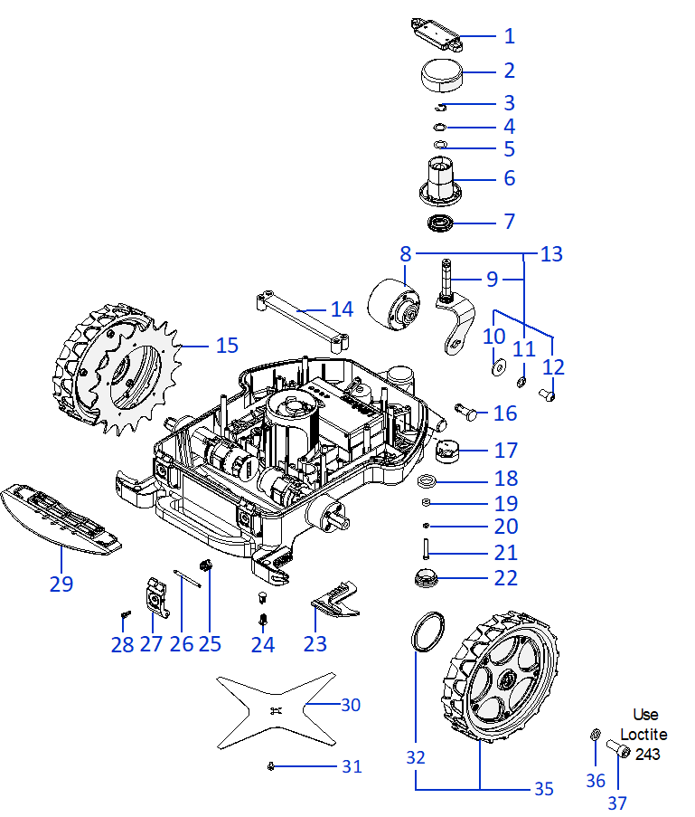 Ambrogio L35 - Wheel & Blade Assembly Ambrogio L35 - Wheel & Blade Assembly