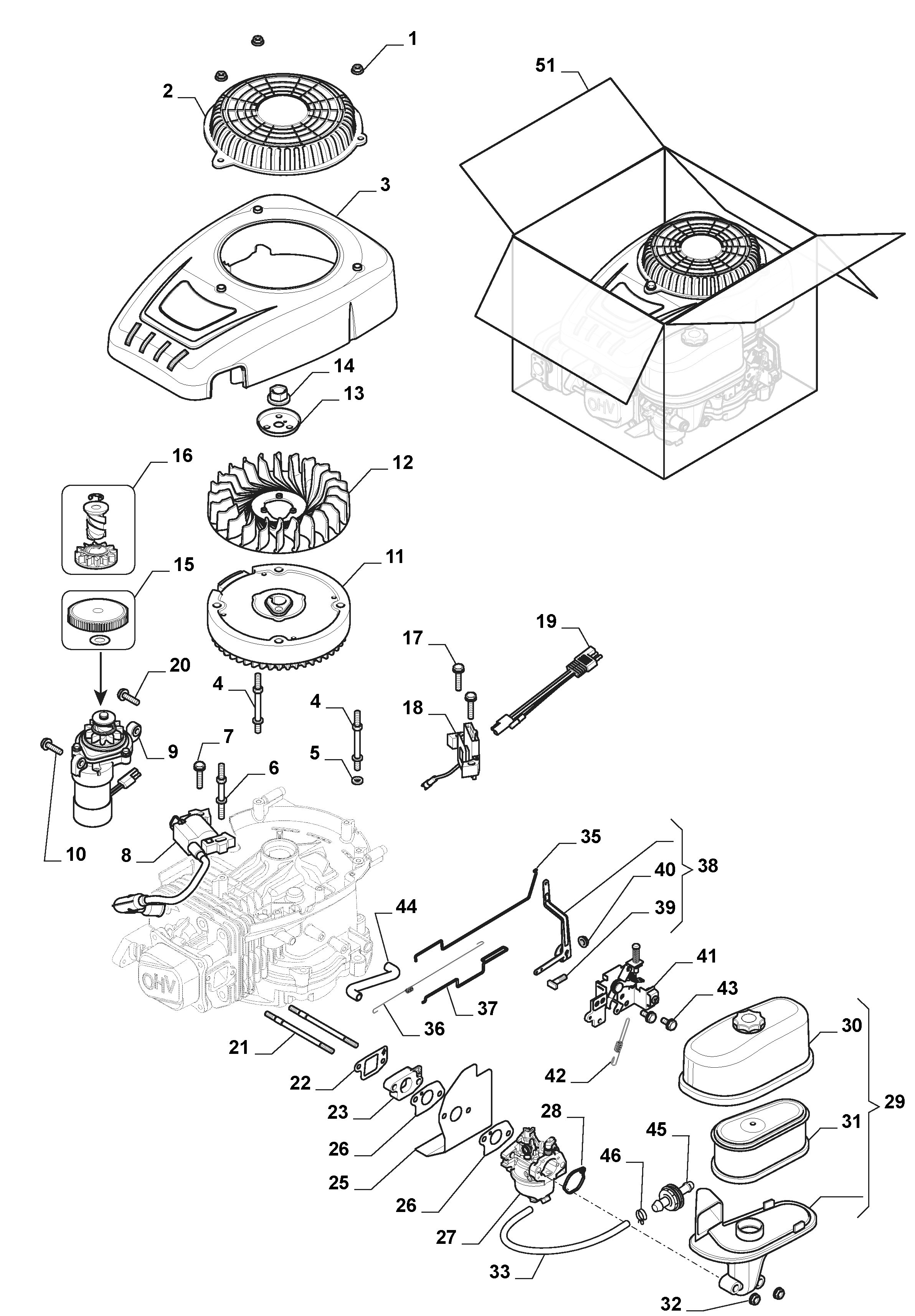 MTF 66 MQ - Carburettor, Air Cleaner Assy