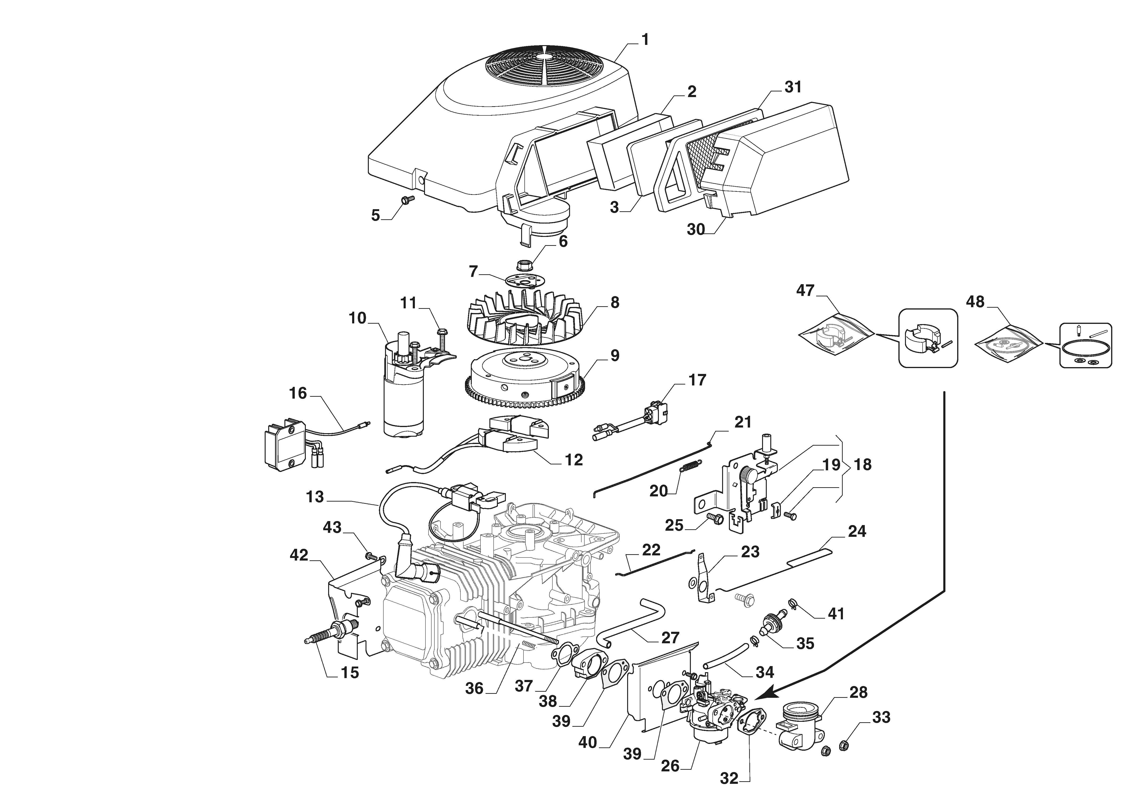 MTF 84 H - Engine - Carburettor, Air Cleaner Assy