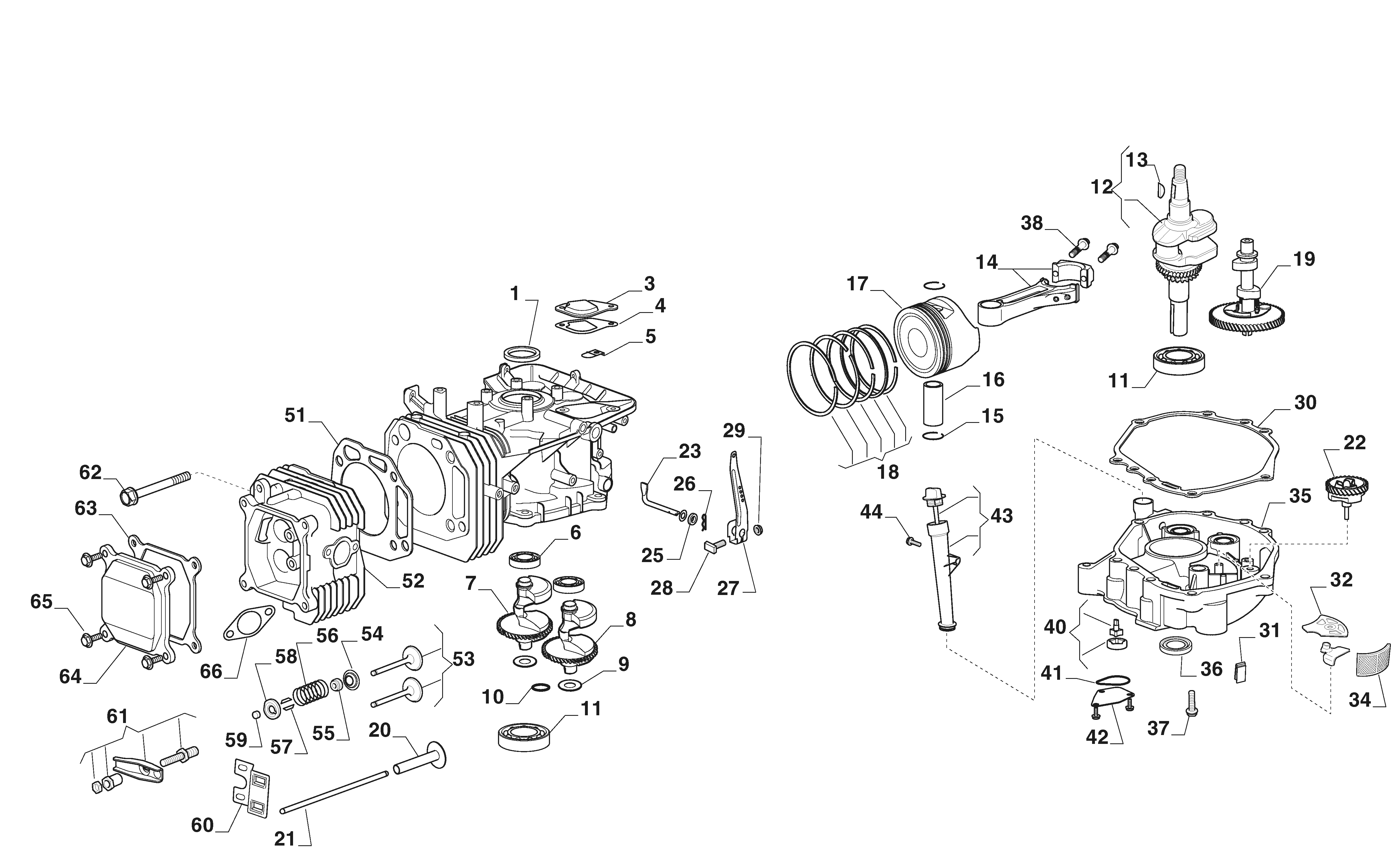 MTF 84 H - Engine - Piston, Crankshaft