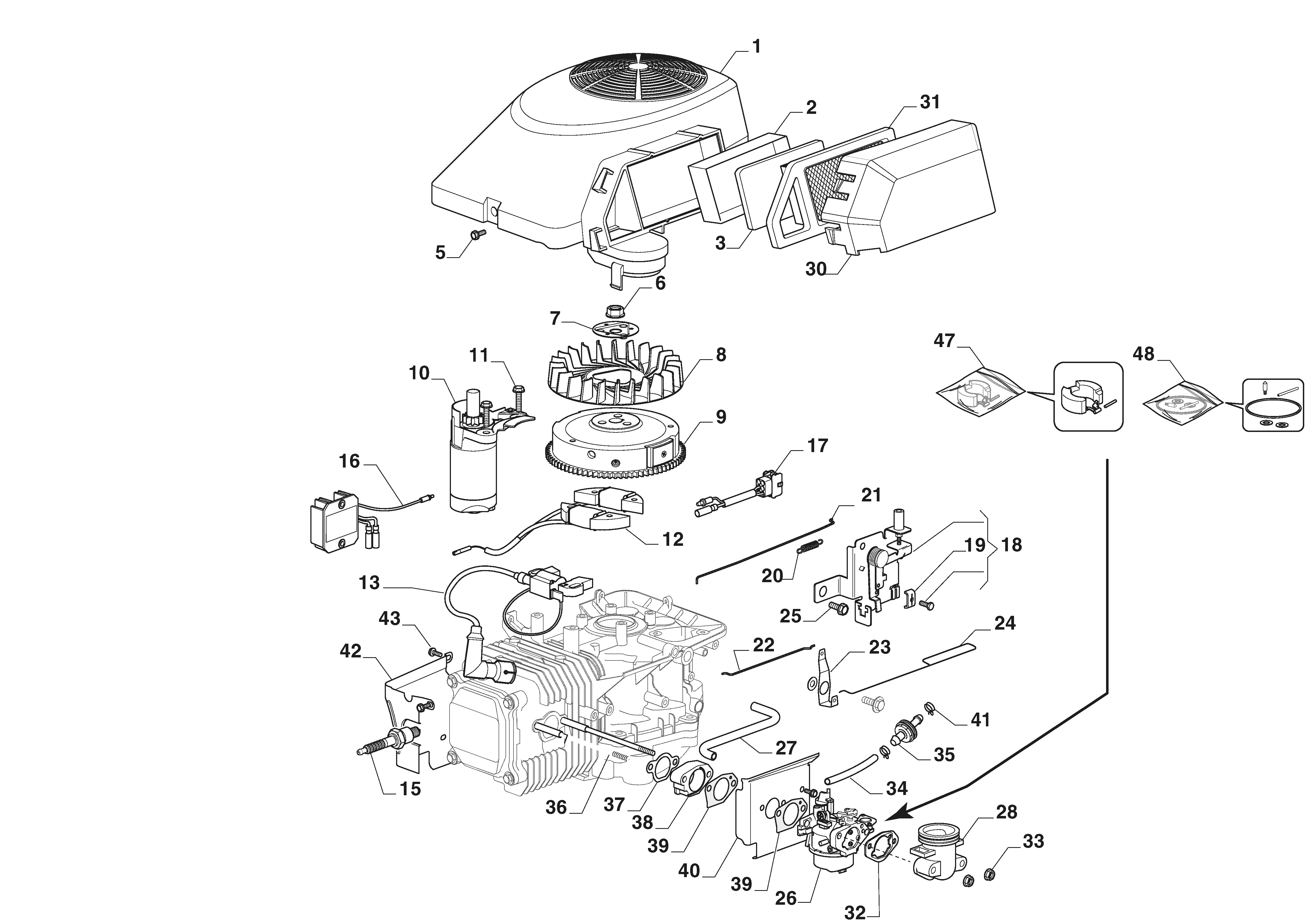 MTF 98H SD - Engine - Carburettor, Air Cleaner Assy