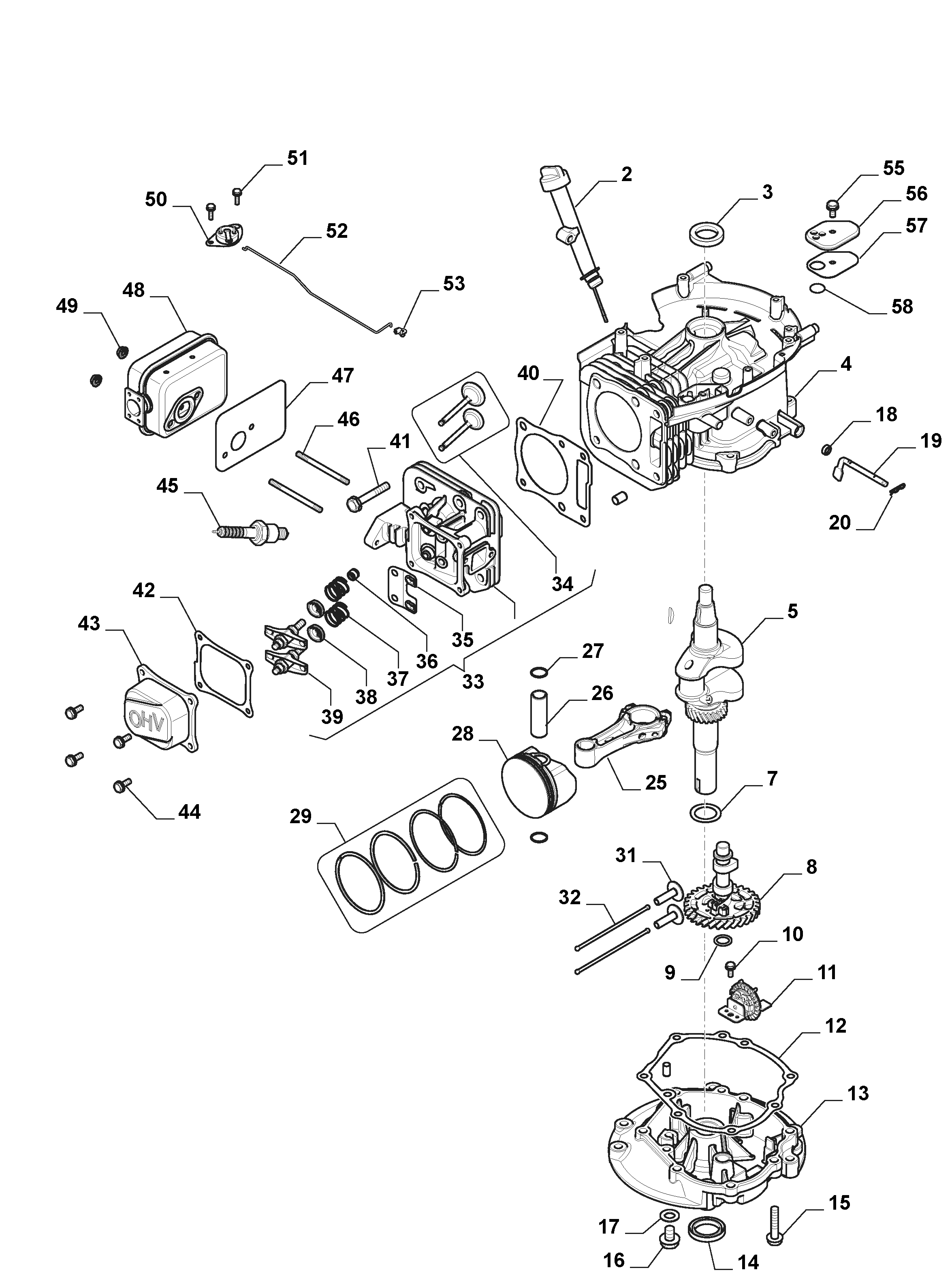 Mountfield Rider R27H 2T0072486/MC Engine - Piston, Crankshaft