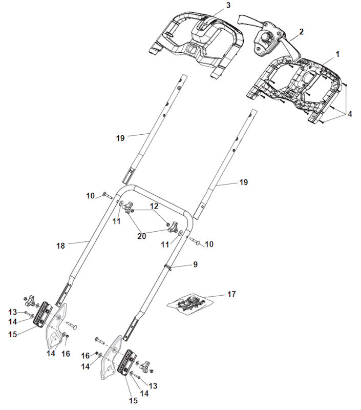 Mountfield S42HPLI 295431003/M16 Handle Spares