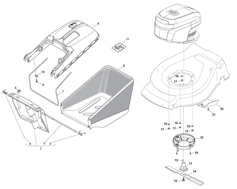 Mountfield S42RHPLI 299434003/M16 Grasscatcher Spares