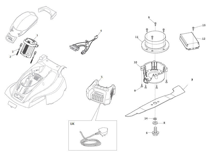 Mountfield Princess 34LI Battery Spare Parts 294345063/M13