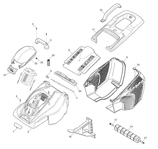 Mountfield Princess 34LI Bodywork Spare Parts 294345063/M13