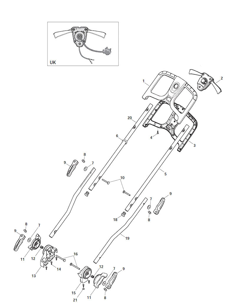 Mountfield Princess 38LI Handle Spare Parts 294385063/M12