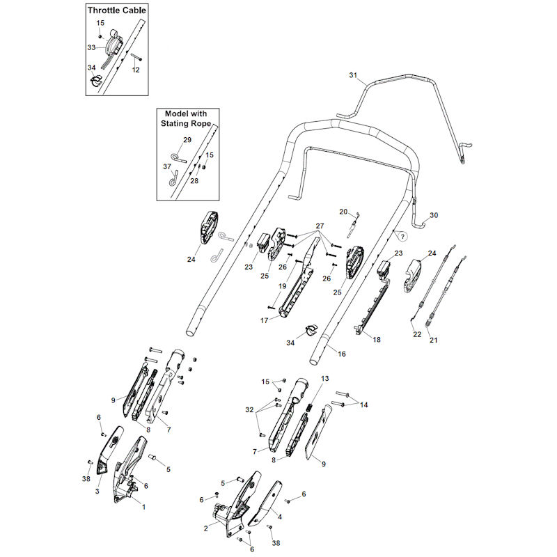 Mountfield S501RPD 294519043/M16 Handle Spares