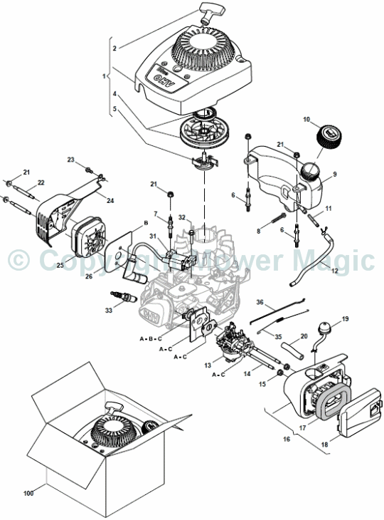 Engine - RS100 - Mountfield SP414 RS100 OHV (2011) 297412043/BQ Engine - RS100 - Mountfield SP414 RS100 OHV (2011) 297412043/BQ