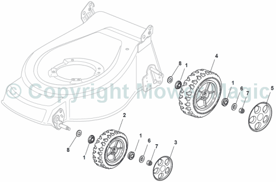 Wheel and Hub Cap - Mountfield SP425 (2011) 294435038/M10