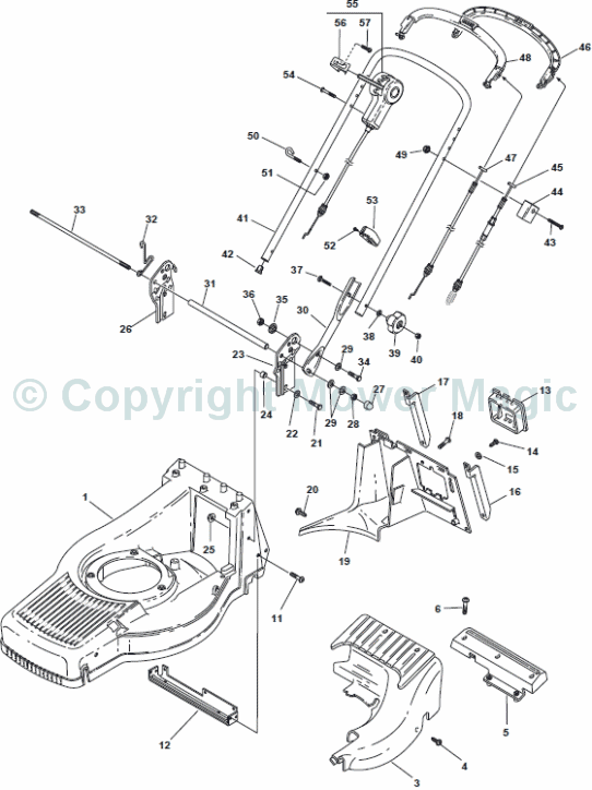 Chassis/Handle Upper Part - Mountfield SP505R (2011) 292505038/M11