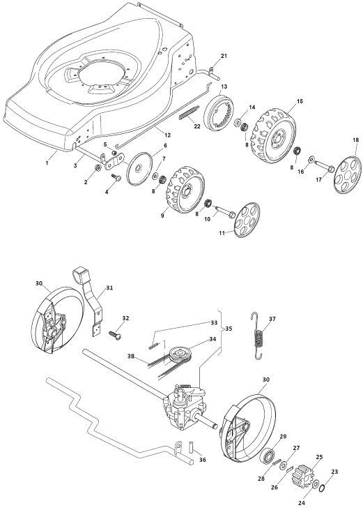 Rear Drive and Wheel Assy - Mountfield SP536ES (2009 - 2011) 299325448/BQ