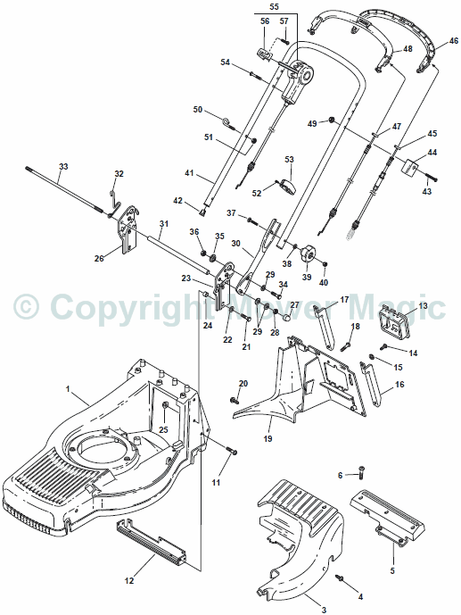 Chassis/Handle Upper Part - Mountfield SP555R (2011) 292555038/M11