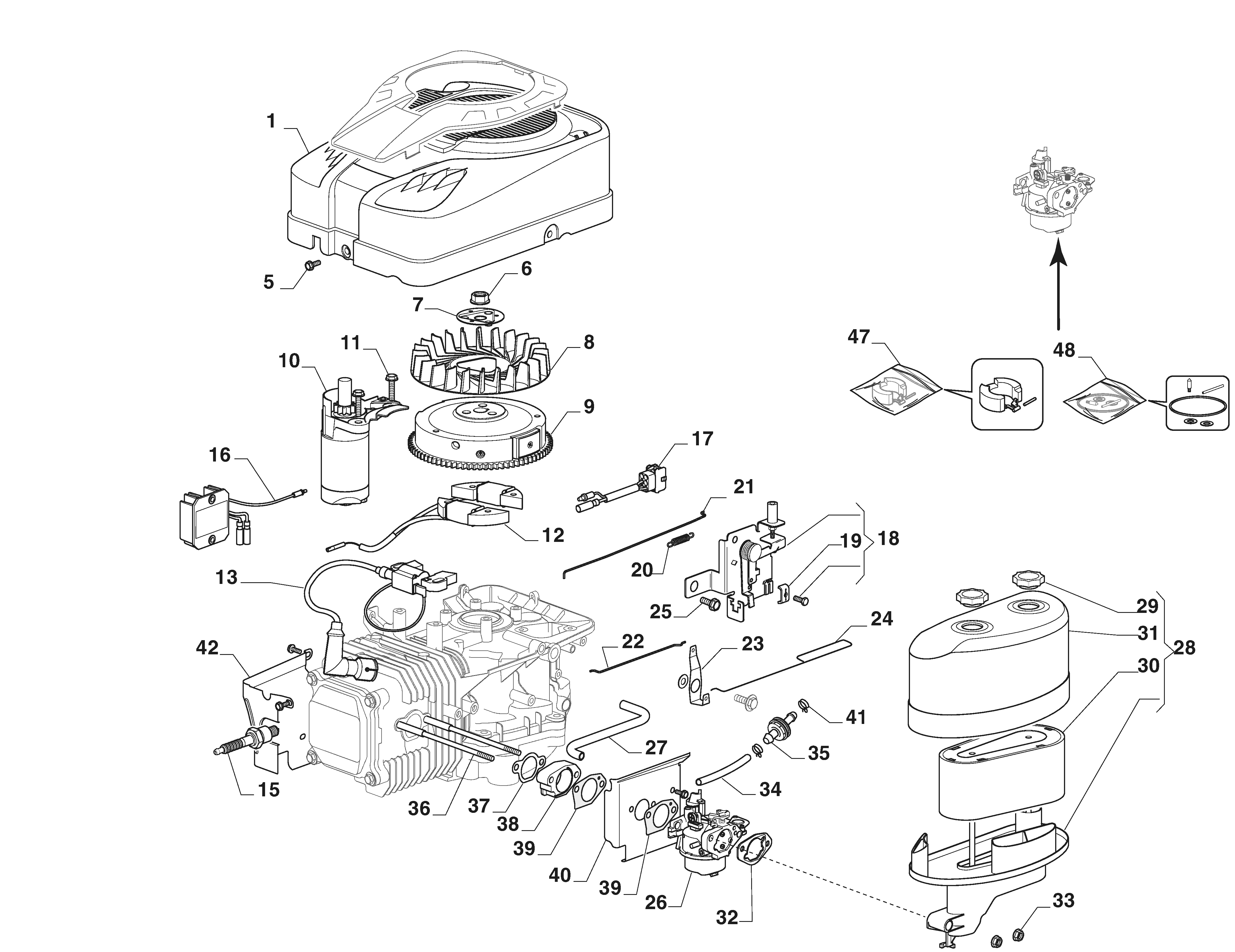 Estate 584 - Engine - Carburettor, Air Cleaner Assy