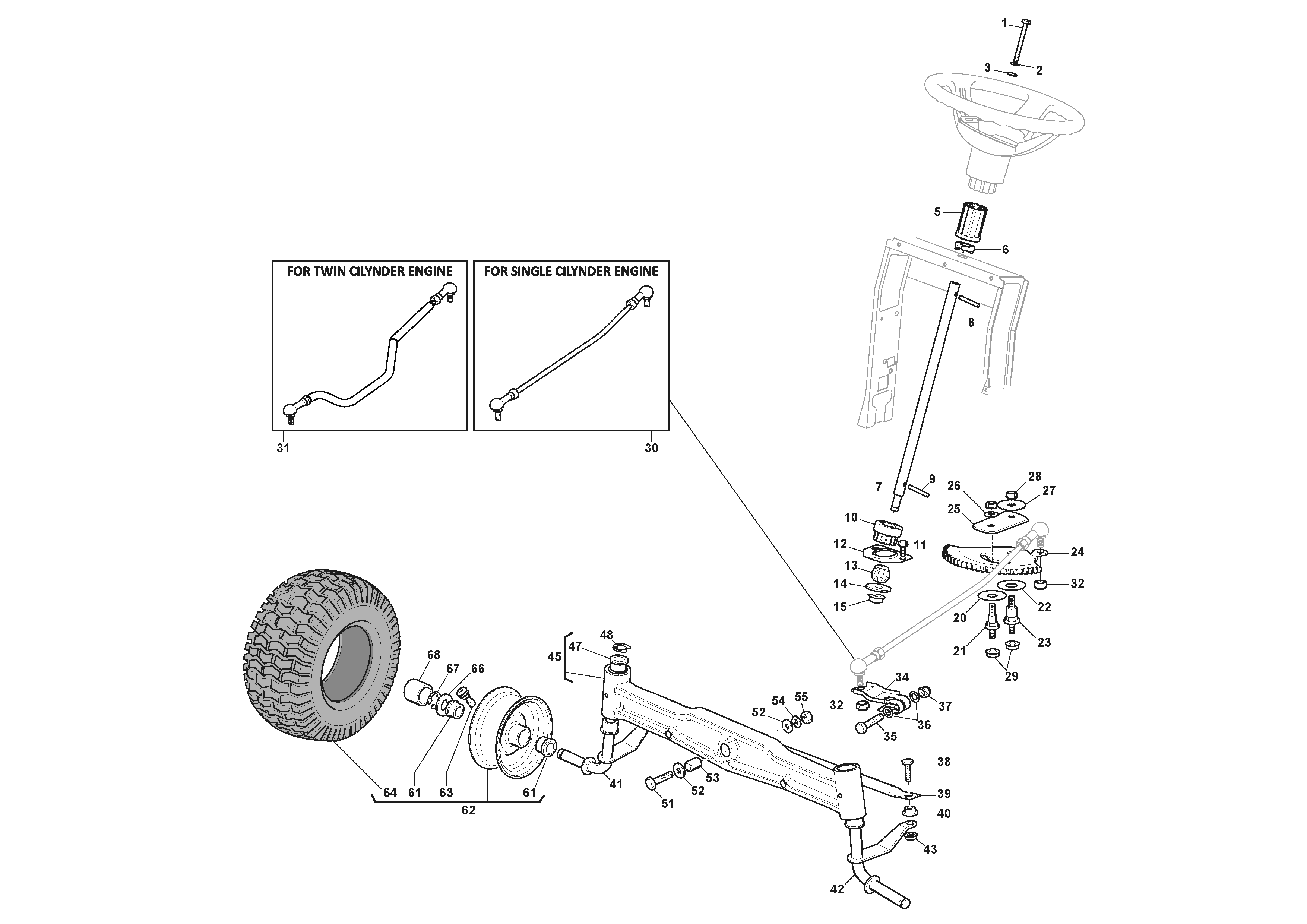 Estate 584 - Steering - Cast Iron Front Axle