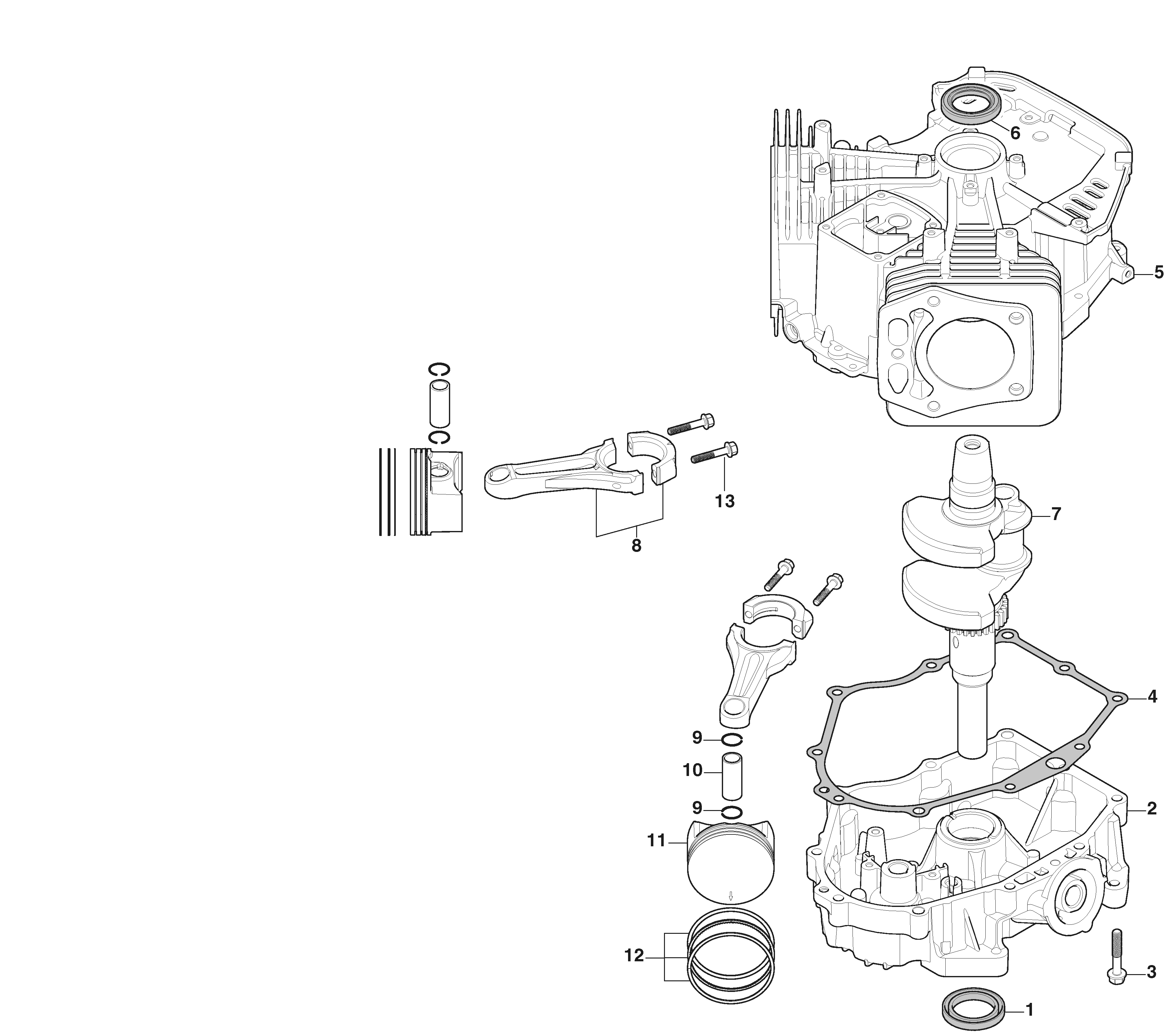 Stiga Estate 598 W - Piston, Crankshaft, Crankcase Stiga Estate 598 W - Piston, Crankshaft, Crankcase