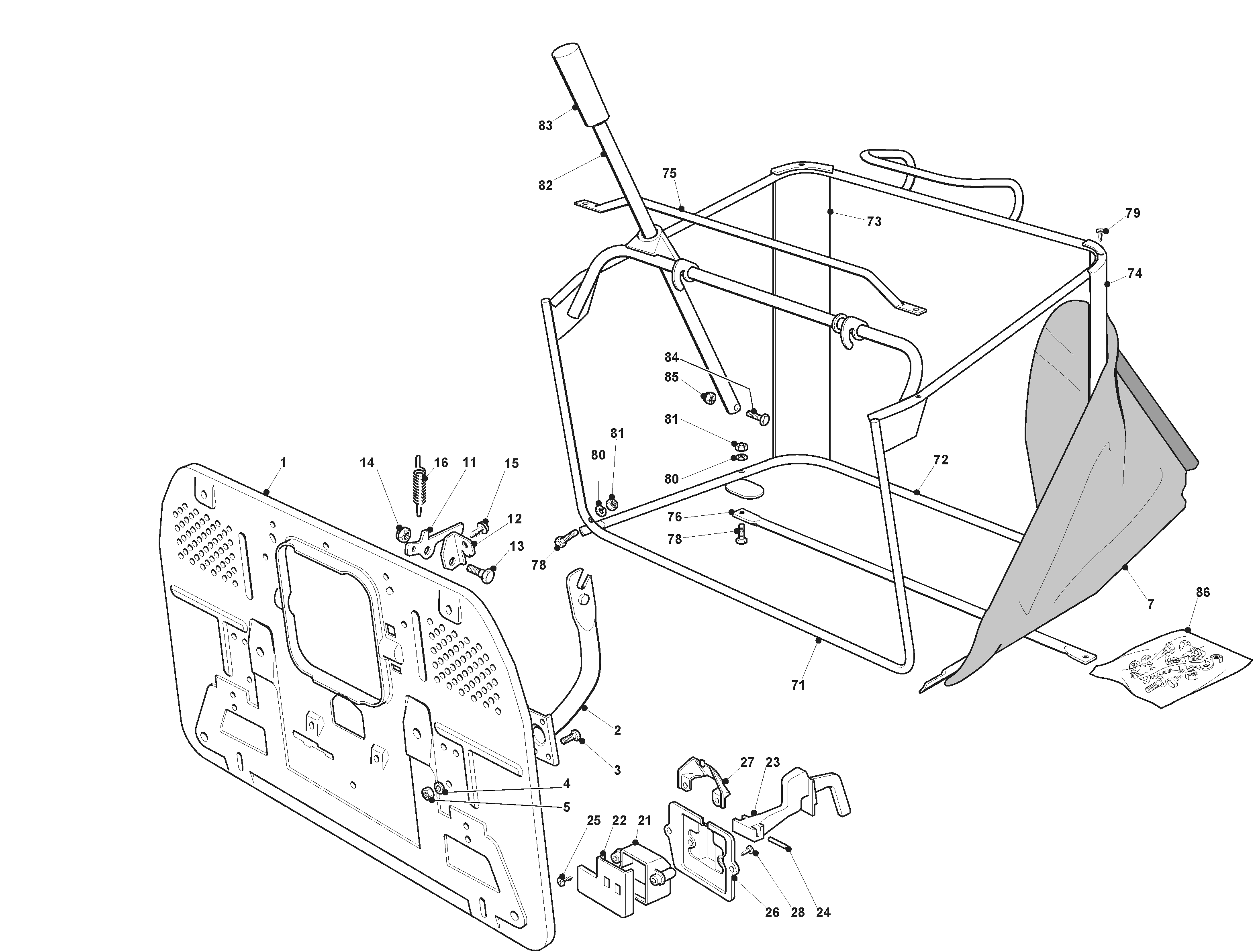 Estate 7102 W - Grasscatcher, Manual Lifting