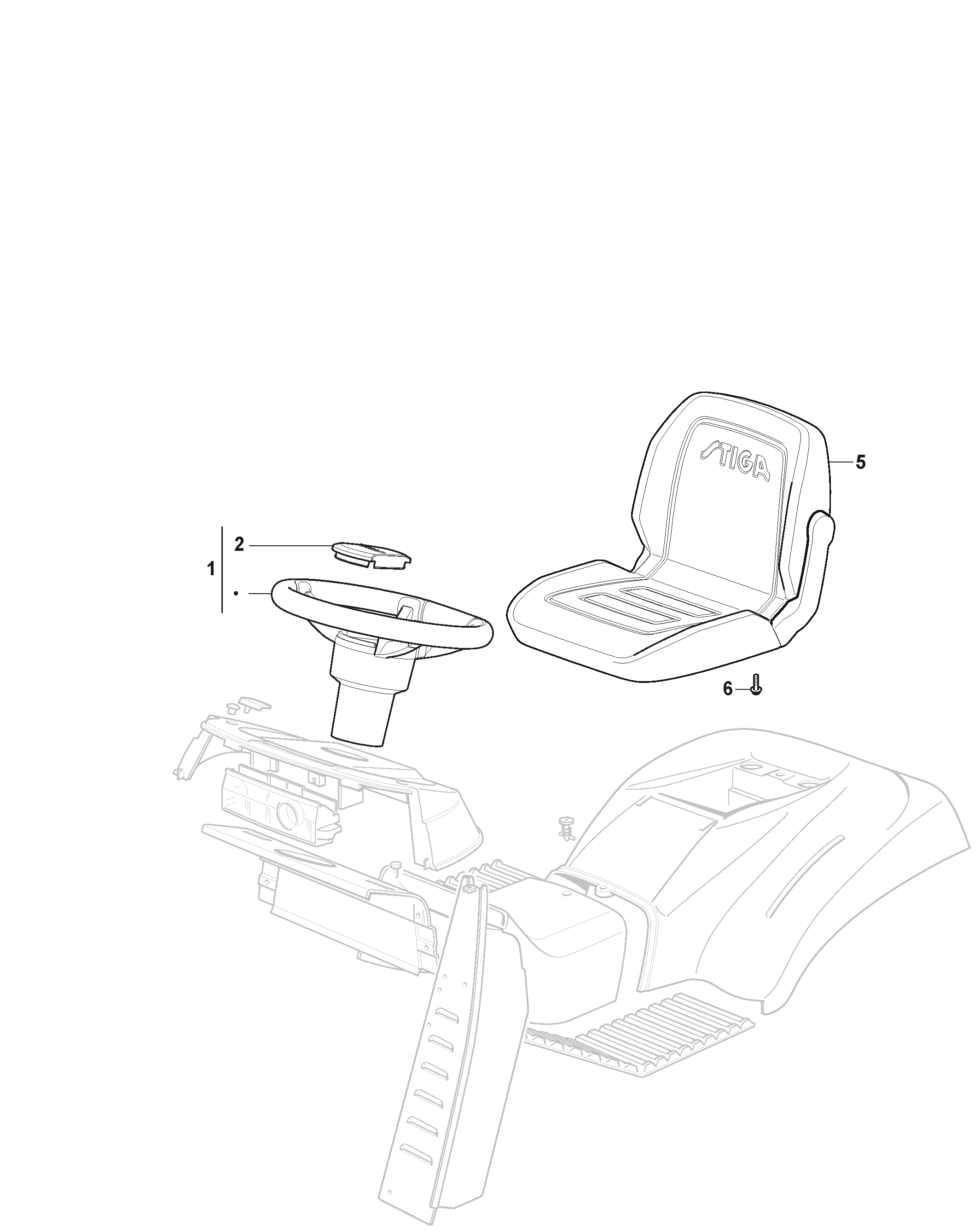 Stiga Estate 792 - Seat and Steering Wheel