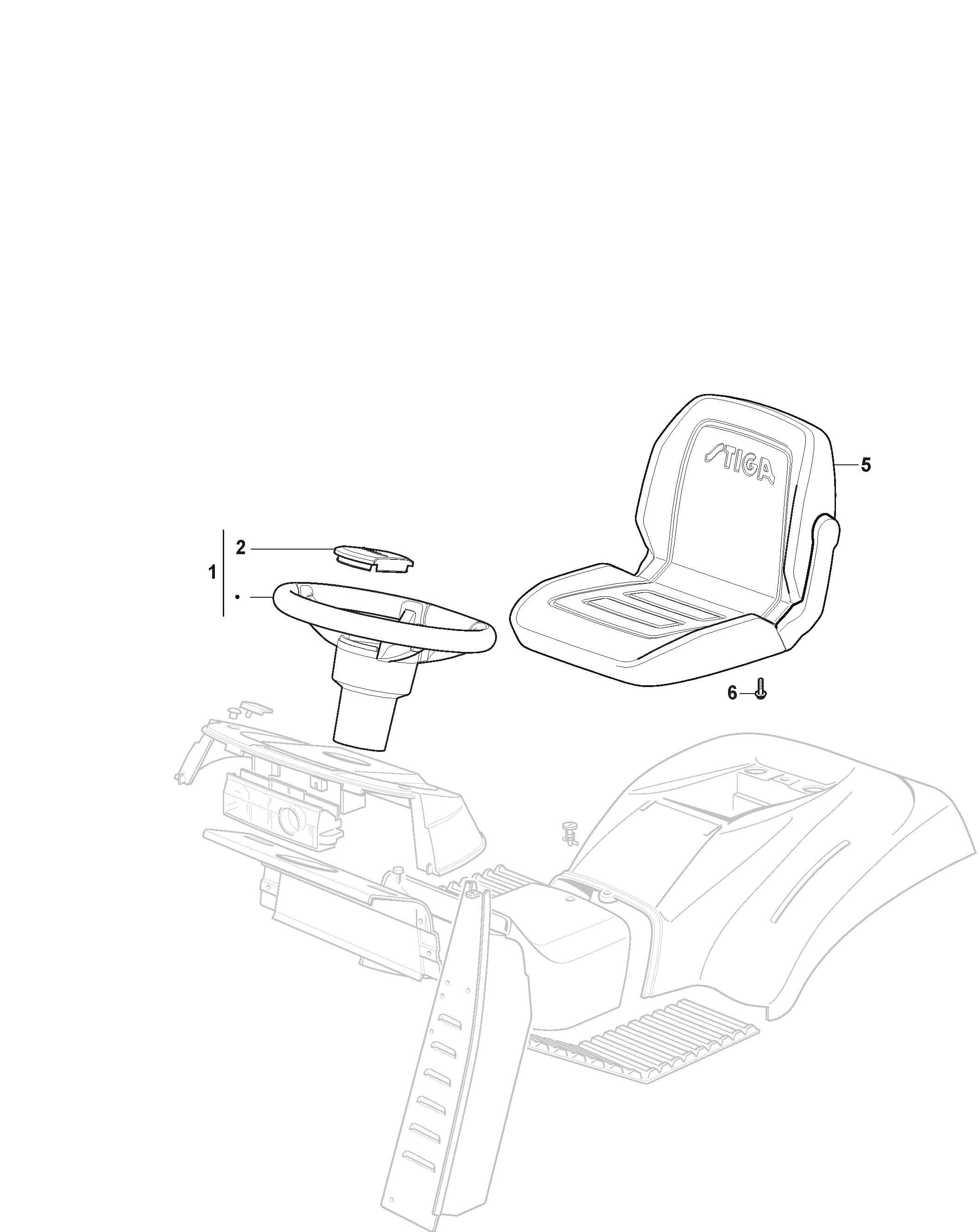 Stiga Estate 792 W - Seat and Steering Wheel