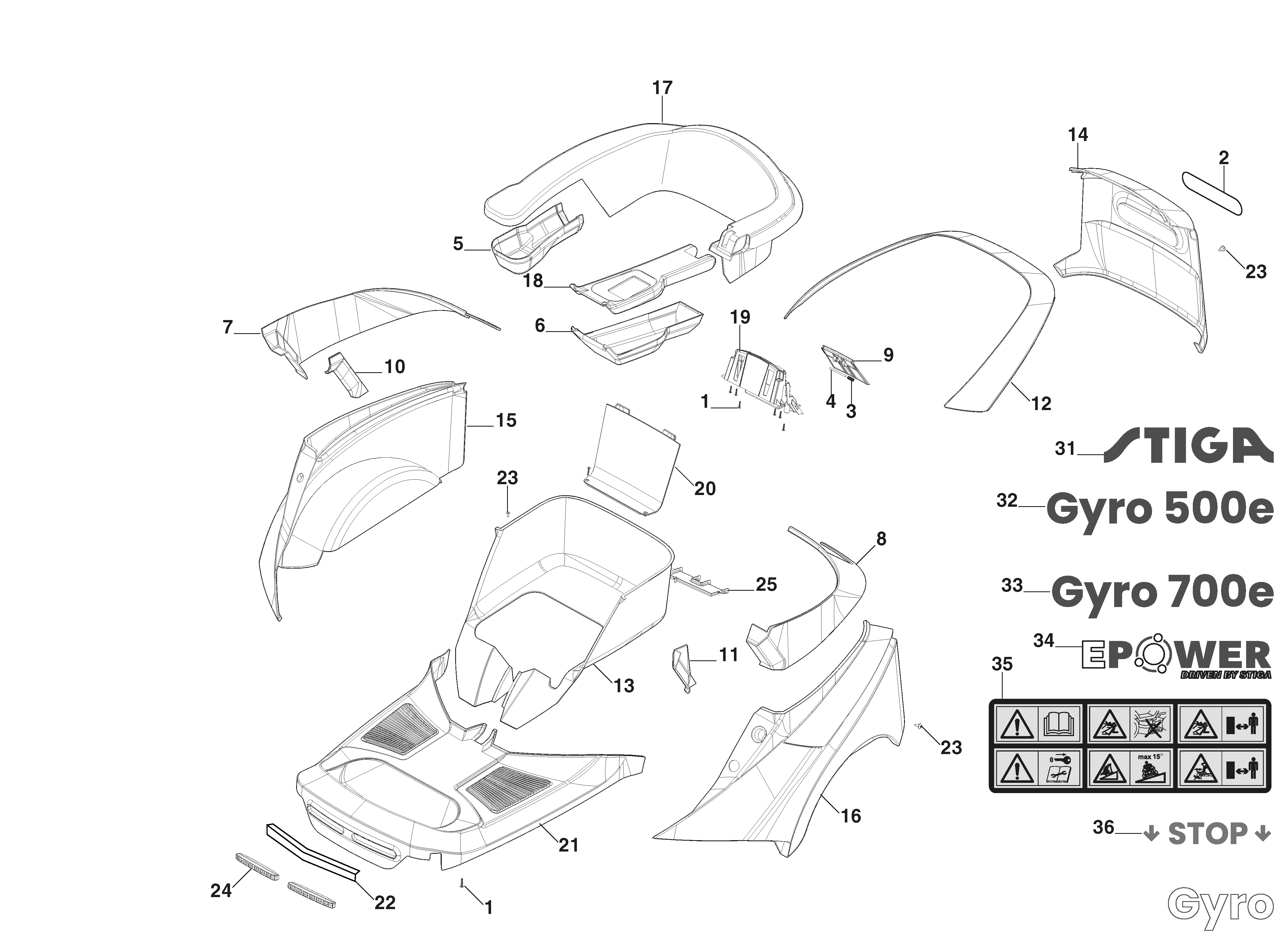 Stiga Gyro 500e - Bodywork 2F7062505/ST1