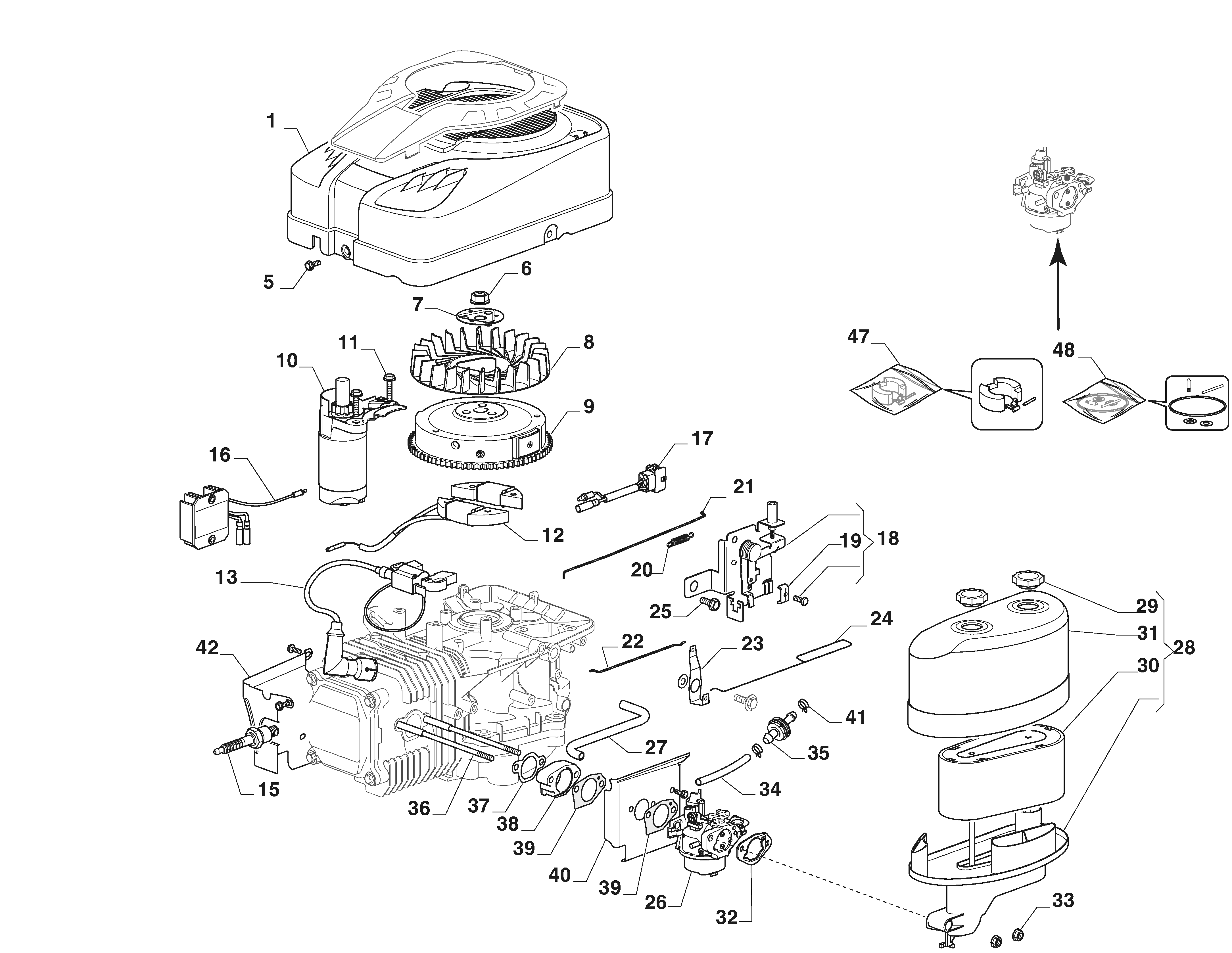 Tornado 5108 - Engine - Carburettor, Air Cleaner Assy