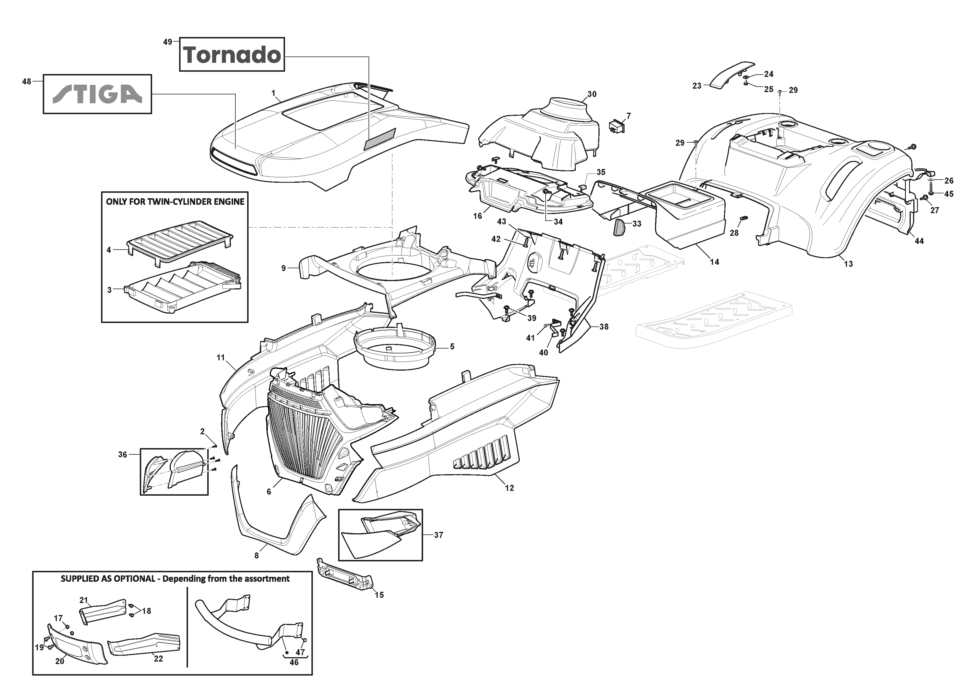 Stiga Tornado 5108 W - Bodywork - ABS Aesthetic Parts