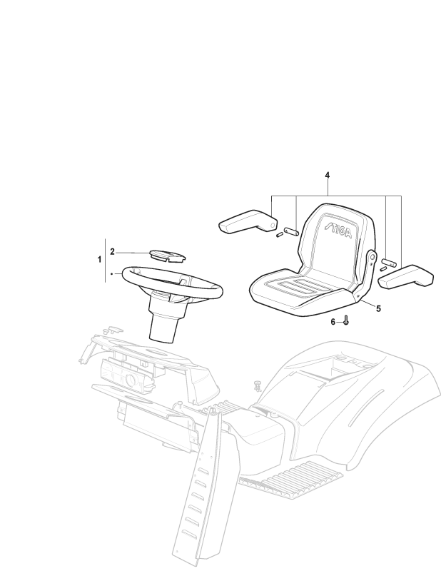 Stiga Tornado 7108 W - Seat and Steering Wheel