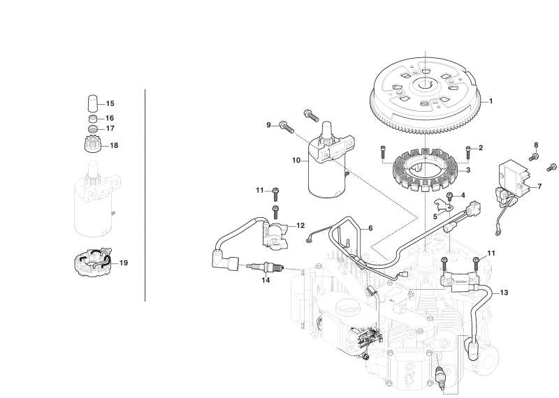 Stiga Tornado 7108 W - Ignition Coil, Starter Motor, Flywheel