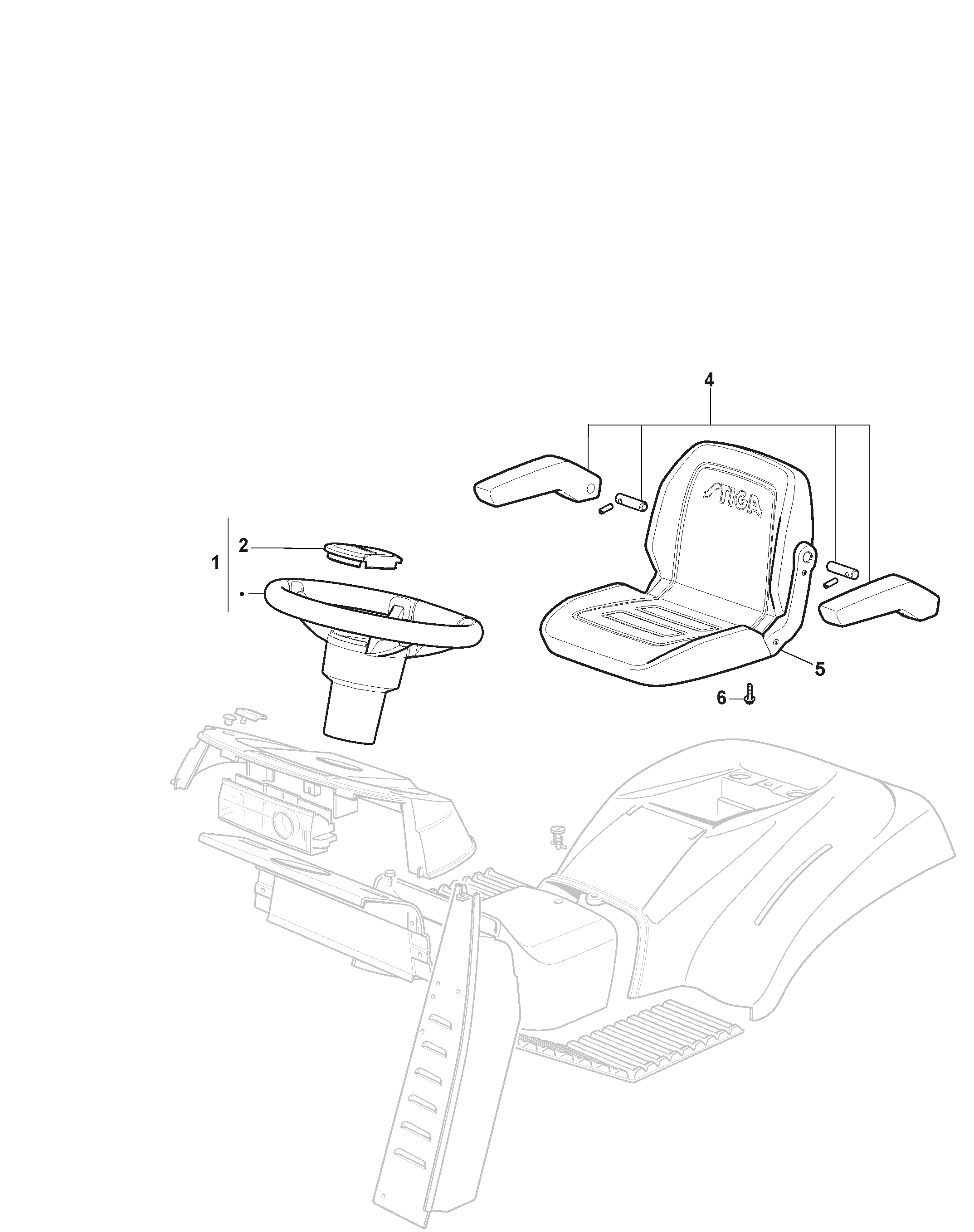 Stiga Tornado 9121 W - Seat and Steering Wheel