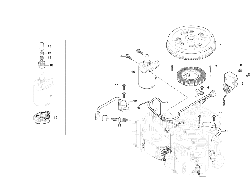 Stiga Tornado 9121 W - Ignition Coil, Starter Motor, Flywheel